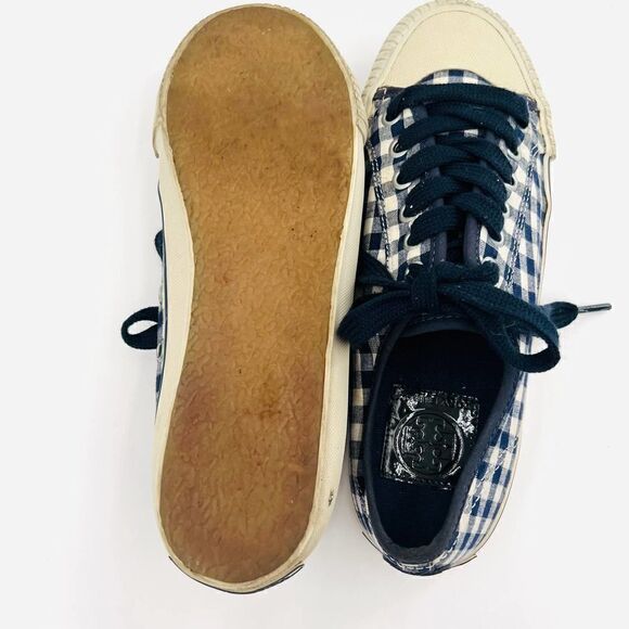 Tory Burch Canvas Printed Blue White Sneakers Size 7.5 - Picture 8 of 8